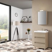 Mobile bagno con lavabo L 60 x H 89 x P 46 cm olmo rousseau 3 cassetti per vasca centrale Kora