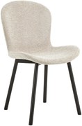 FIORA Beige (tessuto Apia 453) / telaio nero - MODERNA SEDIA IMBOTTITA CINIGLIA PER SALONE/SALA DA PRANZO