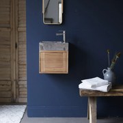 Tikamoon - Mobile sottolavabo in teak con lavabo in marmo Basic grey