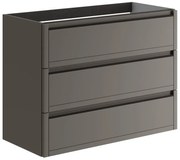 Mobile da bagno sotto lavabo TRATTO grigio opaco L 99.5 x H 78 x P 45.5 cm 3 cassetti, lavabo non incluso