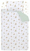 Set copripiumino e federa da bambini bianco e verde in cotone per letto singolo 135x200 cm Mini Moo Cow – Bianca