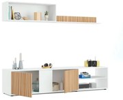 Mobile TV Moderno 180x40x33 Con Modulo Superiore Rovere E Bianco ECCO