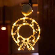 Decorazione per finestre Ghirlanda natalizia luminosa Led a ciondolo con ventosa Bianco caldo a batteria Wisdom