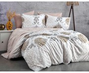 Biancheria da letto singola in cotone Renforcé marrone/beige 140x200 cm Daisy - Mijolnir