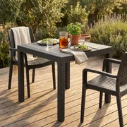Tavolo Da Bar Rettangolare In Rattan PE Tidyard Con Piano In Vetro - 145x80x110 Cm, Nero