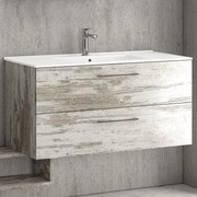 Kamalu - mobile bagno sospeso da 100cm con lavabo incasso in ceramica el-100b