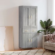 Credenza grigio sonoma 69,5x34x180 cm in legno multistrato