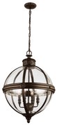 Lampadario Industrial Nordico Adams Acciaio Bronzo Inglese Vetro 4 Luci E14