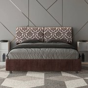 Letto contenitore imbottito 160x190 tessuto Agata 4 bordeaux Mados