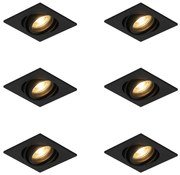 Set di 6 faretti da incasso moderni neri regolabili - Club