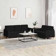 Set Di Divani 2 Pz Con Cuscini Nero İn Tessuto /