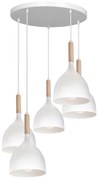 Lampadario a sospensione con filo NOAK WOOD 5xE27/60W/230V bianco/legno