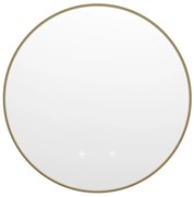 Specchio per bagno luminoso tondo antiappannamento con contorno Dorato D60 cm - PEONIA