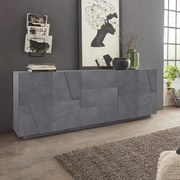 Credenza PING Moderna con 4 Ante Battenti e 3 Cassetti in Ardesia