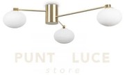 Hermes plafoniera 3 luci attacco g9 ottone lampadine incluse 90cm