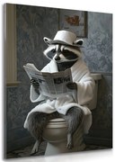 Stampa su tela – Procione con giornale in bagno