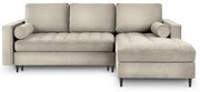 Divano letto angolare in velluto beige, angolo destro Santo - Milo Casa