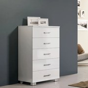 Cassettiera multiuso 61x103h cm con 5 cassetti in legno Bianco Lucido