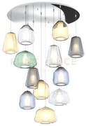 Sospensione cromo 12 luci tonda vetri (alpha 1x ve + 1x am + 1x tr ...