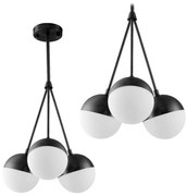 Lampada a sospensione Sfera di vetro lattea APP687-3CP Nera