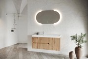 Mobile sottolavabo e lavabo Portofino per vasca centrale rovere oro in mdf L 120 x H 50.5 x P 40 cm, 1 anta 2 cassetti