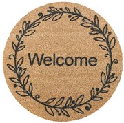 Zerbino Rotondo Italo "Welcome" con Ghirlanda - Cocco Naturale 60x60cm