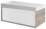 Mobile sottolavabo e lavabo Neo Frame per vasca centrale rovere grigio L 90 x H 32 x P 48 cm