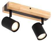Faretto da soffitto Smart Nero con Legno 2 Luci Regolabile Incl. Wifi GU10 50mm - Jeana