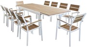 VIDUUS - set tavolo in alluminio e polywood cm 200/300 x 95 x 74 h con 10 poltrone Viduus