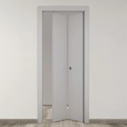 Porta tamburata pieghevole a libro simmetrica Cinder grigio L 70 x H 210 cm destra