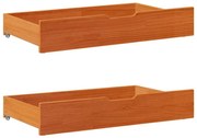 Cassettoni Per Letto 2pz Marrone Cera 90x55x16 Cm Legno Di Pino /