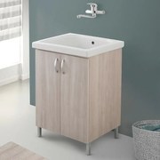 Mobile lavanderia 60 cm in ceramica con strofinatoio finitura olmo