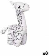 Peluche da Colorare Bianco Nero Stoffa 17 x 22 x 9 cm Giraffa (8 Unità)