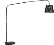 Lampada da terra per esterni Japandi nera con paralume in corda IP44 - Arc Jayla