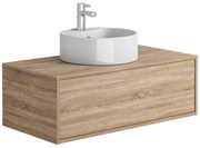 Mobile per bagno sospeso con lavabo singolo tondo 94 cm Naturale chiaro  - TEANA II