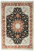 Tabriz Tappeto 170 x 240 Nero (Iran) Annodato A Mano