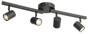 Faretto da soffitto nero GU10 50mm 4 luci con retroilluminazione e interruttore a 3 vie - Back Up