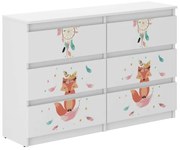 Cassettiera per bambini con volpe, 77 x 30 x 140 cm