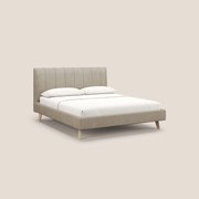 Selene letto imbottito con piedini naturali sfoderabile in tessuto impermeabile T02 beige
