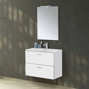 Mobile bagno sospeso 80 bianco con lavabo e specchio LED   Martha