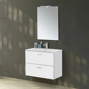 Mobile bagno curvo da 75 cm sospeso bianco lucido con lavabo in ceramica e  specchio Mod. Berlino, Arcshop