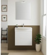 Mobile bagno sospeso con lavabo e specchio e illuminazione L 50 x H 58 x P 40 cm laccato opaco bianco, 1 anta per vasca centrale Mini50s