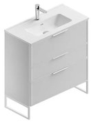 Mobile sottolavabo e lavabo Quadra bianco in mdf L 80 x H 93 x P 39 cm 1 vasca 3 cassetti