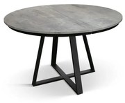 Tavolo rotondo PANTELLERIA in legno effetto grigio cemento con base a X in metallo antracite, allungabile ⌀120 cm &#8211; ⌀170 cm