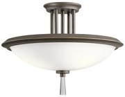 Lampadario Contemporaneo Dreyfus Acciaio Bronzo Antico Vetro 3 Luci E27