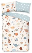 Set copripiumino e federa da bambini blu/beige in cotone per culla 100x135 cm Eclips – Good Morning