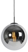 Lampada a sospensione smart nera con vetro fumé 30 cm incl. Wifi ST64 - Pallon