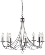 Lampadario Industrial-Nordico Maypole Acciaio Argento 8 Luci E14