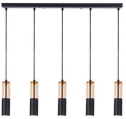 Lampadario Moderno Merrygold Acciaio Nero Ambra 5 Luci Gu10