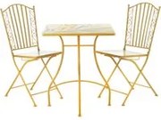 Set tavolo quadrato in ferro con 2 sedie mosaico oro